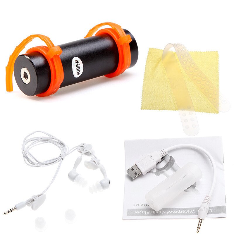 ZHKUBDL-reproductor MP3 para natación, resistente al agua, 4GB 8GB, para Radio FM, auriculares, buceo, Cable de carga USB, Arm