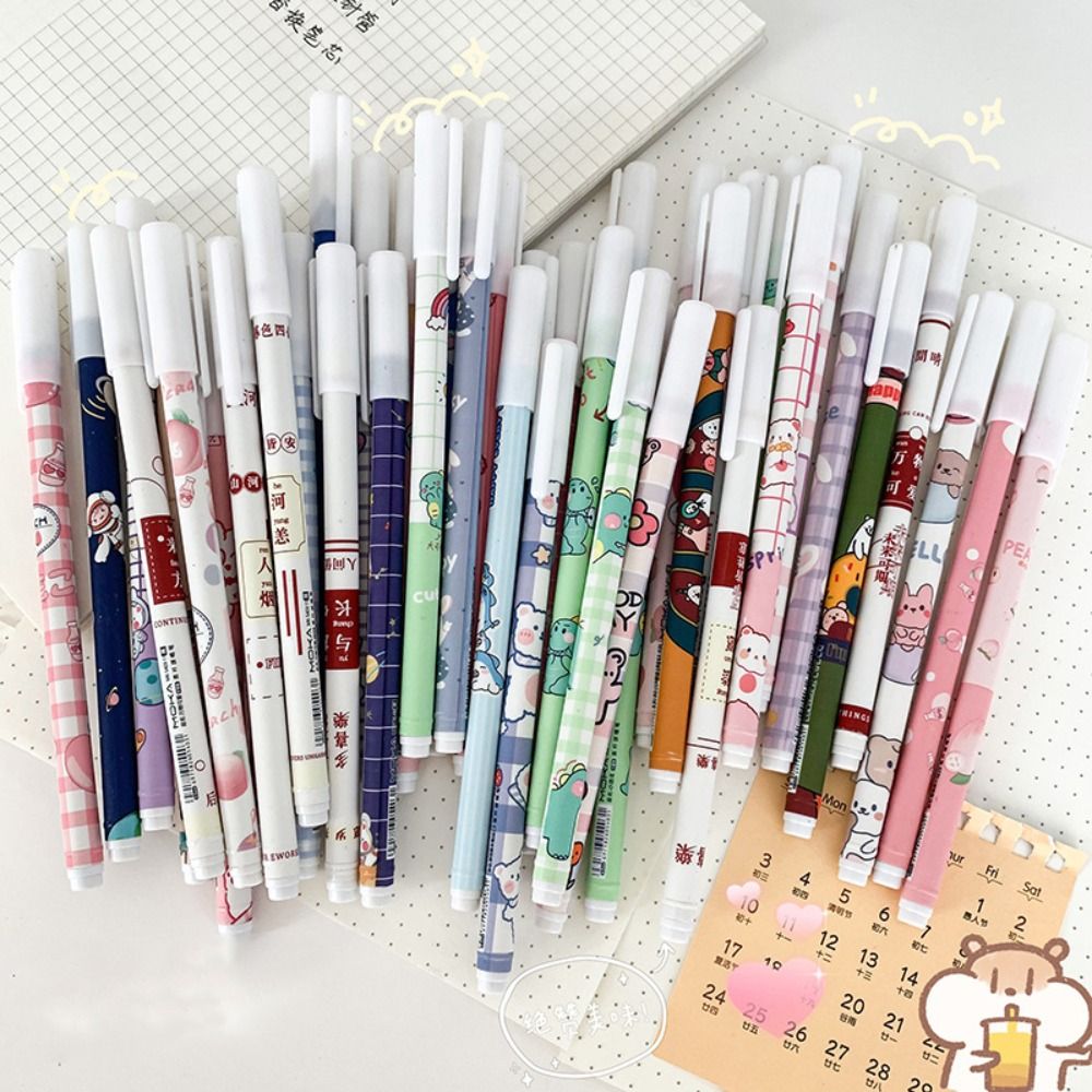 12PCS/Box 0.5mm Blue Ink Ballpoint Pen Bear Peach Astronaut Quick Drying Erasable Pen Gel Pens School Office Supplies