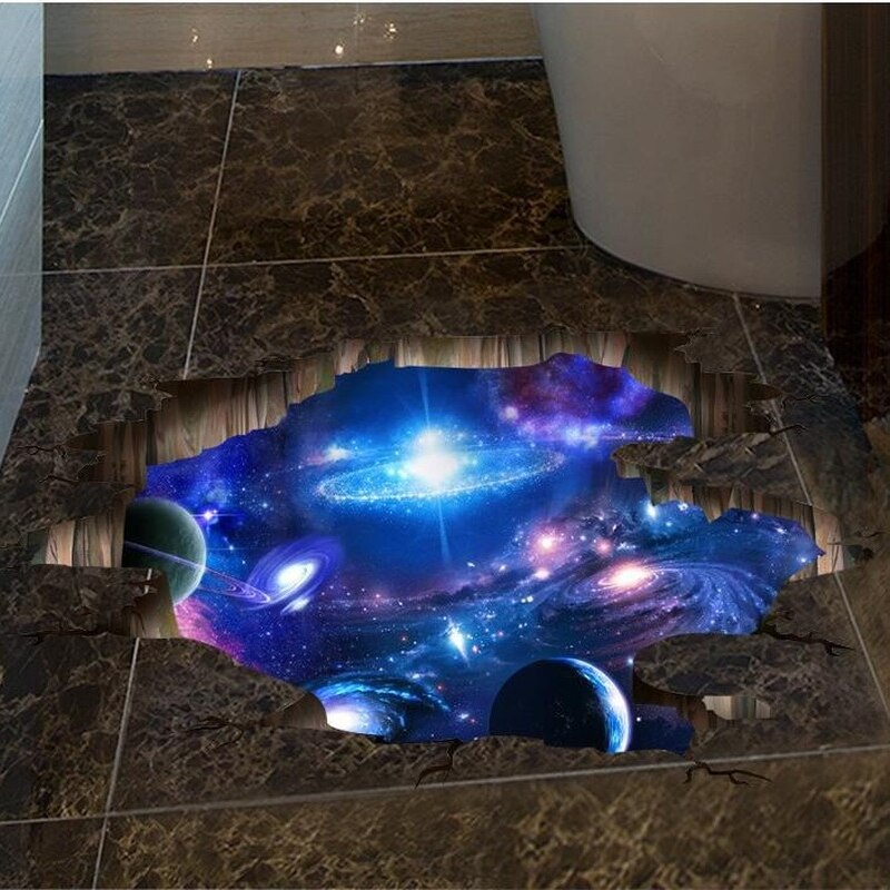 Pegatina 3D de galaxia pegatina de cielo estrellado para pared suelo pasillo dormitorio fondo calcomanías de pintura decorativa papel tapiz pegatina de PVC