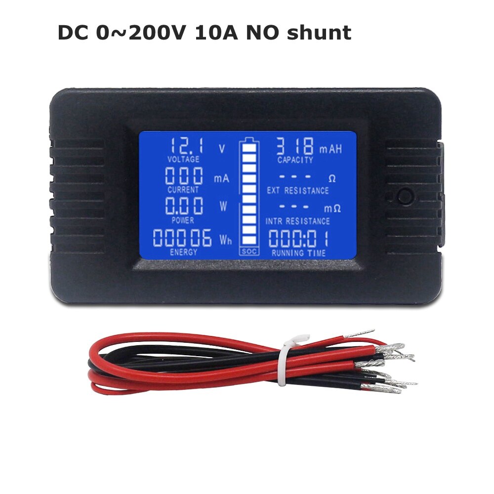 Car Battery Tester Power Digital Ammeter Voltmeter Energy Consumption SOC Running time Meter DC 0-200V 10A 50A 200A 300A: 10A meter