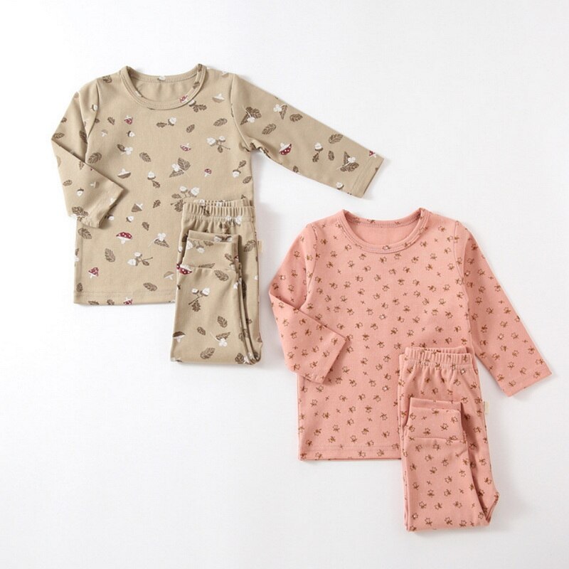 Lente Baby Kleding Meisje Jongen Pyjama Katoen Ronde Kraag Lange Mouwen Roze Bean Groen Nachtkleding Pasgeboren Nachtjapon Unisex E6122