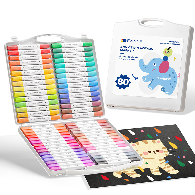 ENMY Acrylic Marker Dual Tip Colorful Markers 24/36/48/60/80 Colors Fast Drying Waterproof DIY Enthusiasts Painting stationary