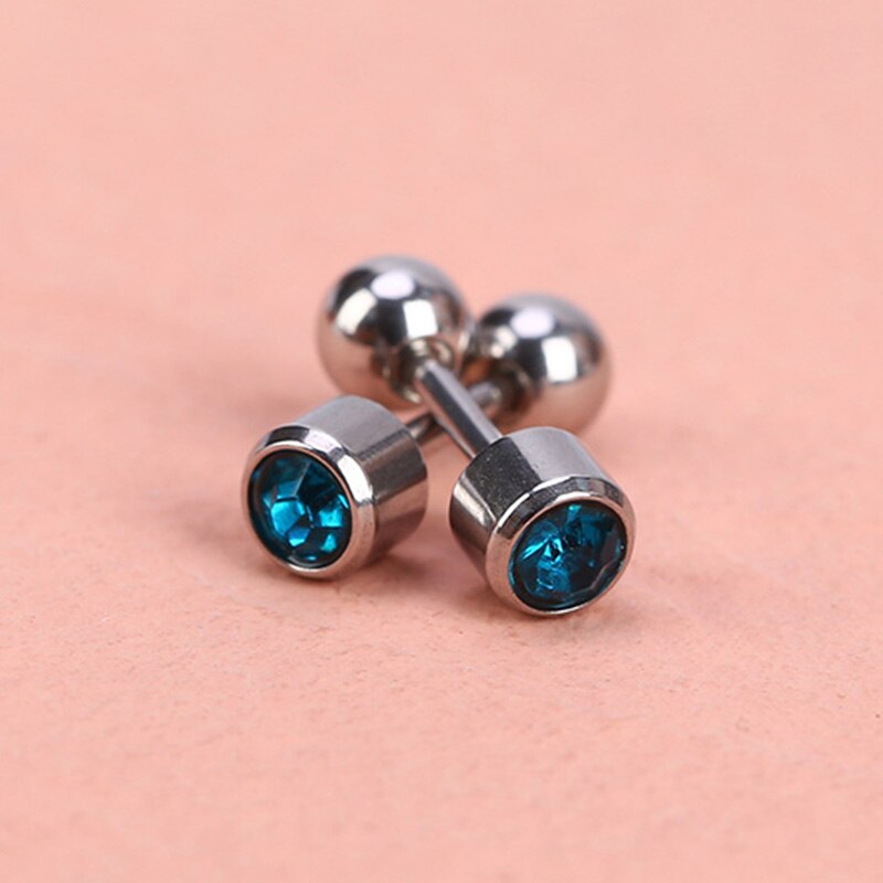 1 paar Medizinische Edelstahl Kristall Schraube Runde Ball Stud Ohrringe Ohr Knochen Nagel Knorpel Ohrring Ohr Piercing Körper Schmuck: Color 4
