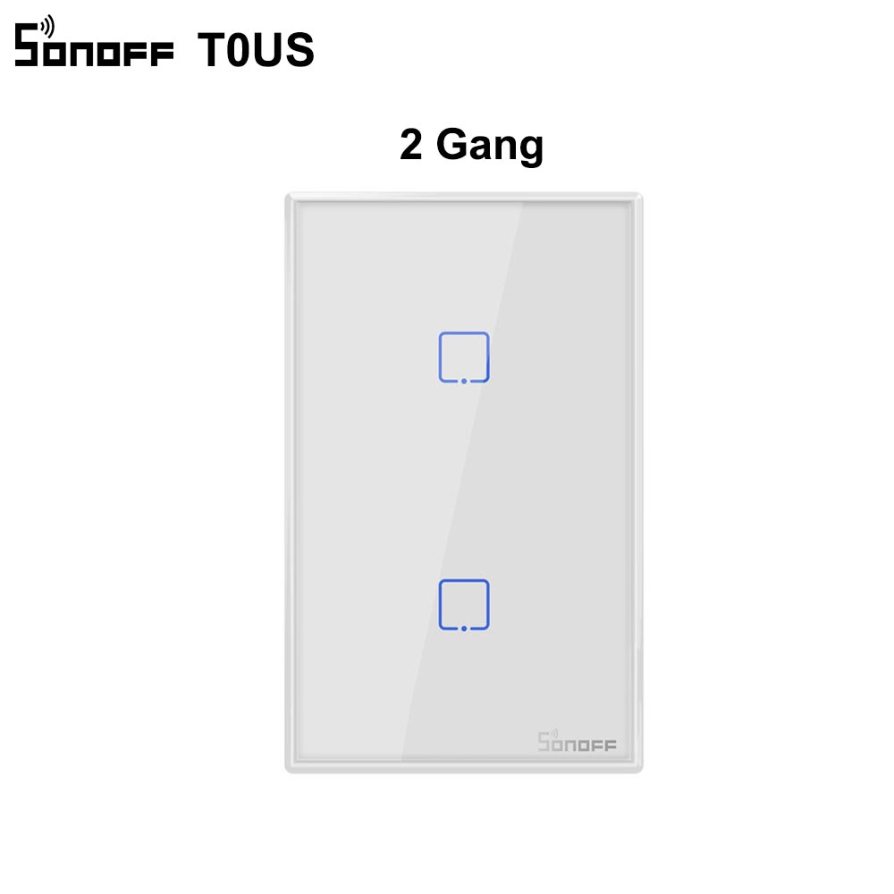 SONOFF – interrupteur mural intelligent T0US TX Wifi, minuterie 1/2/3 gangs, prise en charge du contrôle vocal/APP/tactile, fonctionne avec Alexa Google Home IFTTT: 2 gang