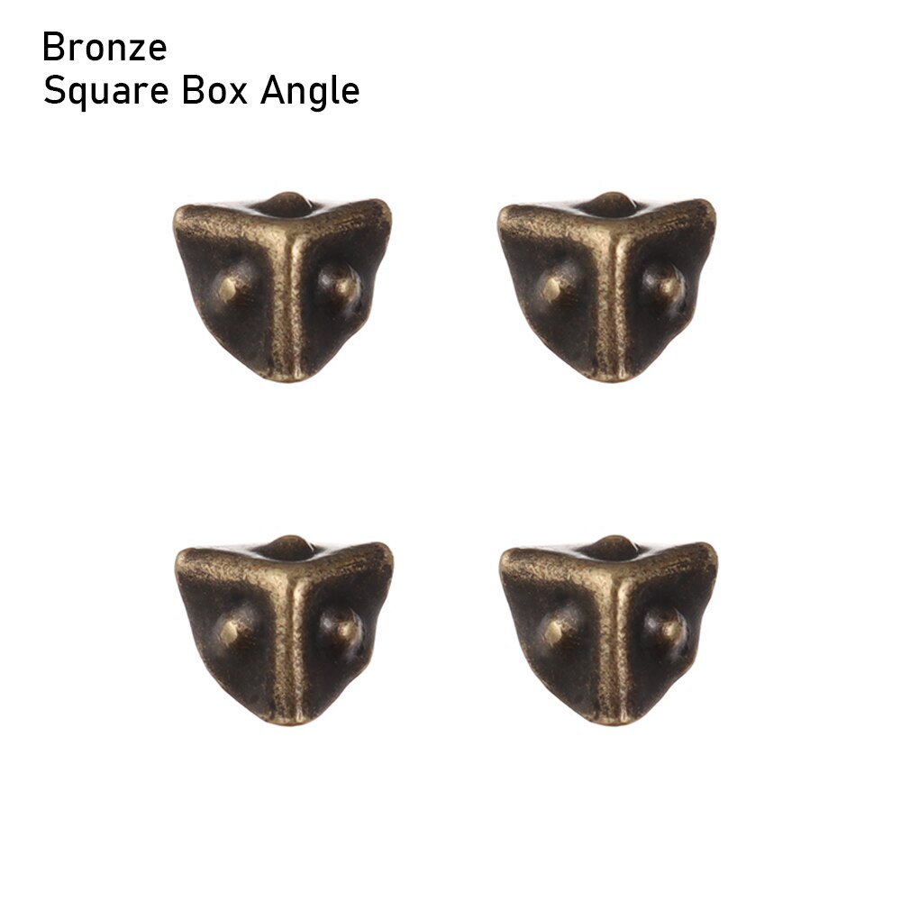 4 pçs/set mini artesanato de metal diy manual boneca sacos mala caixa peças caso protetor canto bagagem tronco caixa bloqueio acessórios: Bronze Square
