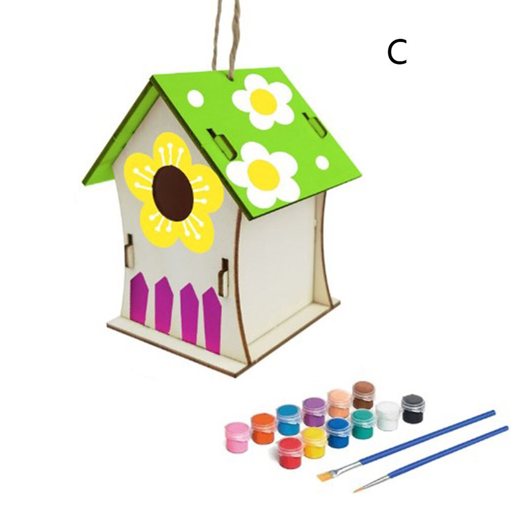 DIY Nest House Bird House Bird Box Handmade Wooden Box Cage Outdoor Birdhouse Garden Yard Hanging Pet Products Crafts