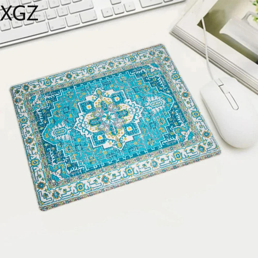 Mini Persian Woven Rug Mat Mousepad Retro Style Carpet Pattern Cup Laptop PC Mouse Pad With Fring Home Office Table Anti-slip