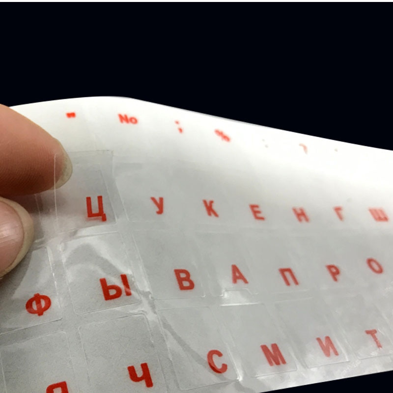 5 farger russisk laptop gjennomsiktig tastatur klistremerke russisk språk tastatur brev klistremerke film med lys fargetastatur
