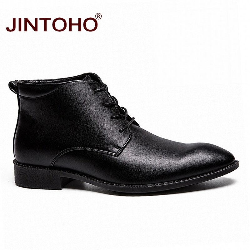 JINTOH-bottines en cuir pour hommes, à la , à bout pointu, bottines d'hiver, bon marché, à la