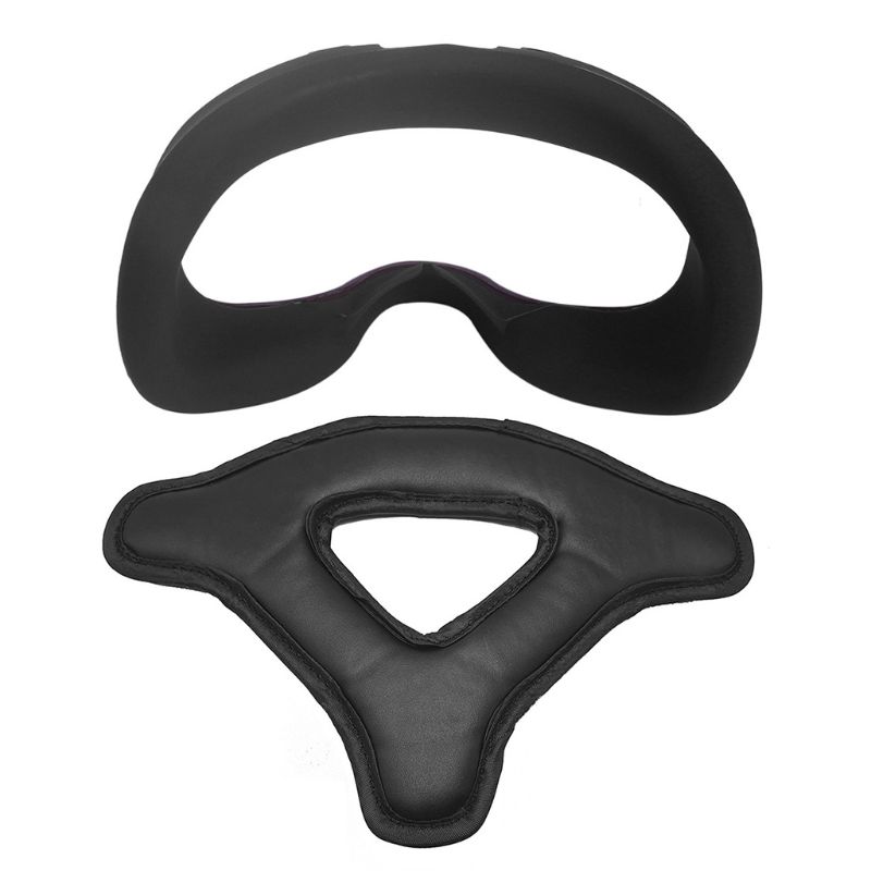 1Set Soft Silicone Face Mask Cover with Headset Foam Protection Pad for Oculus Quest VR Glasses Headset Accessories: Black