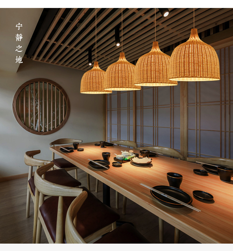 Rotan Hanglampen Bamboe Lantaarn Hanglamp Hand-Geweven Bamboe Lampenkappen E27 Verlichtingsarmaturen Eetkamer Woonkamer Decor