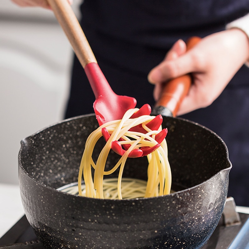 Kitchen Utensils Set Red Cooking Utensils Set Silicone Kitchen Tools Gadgets Wooden Spatula Set