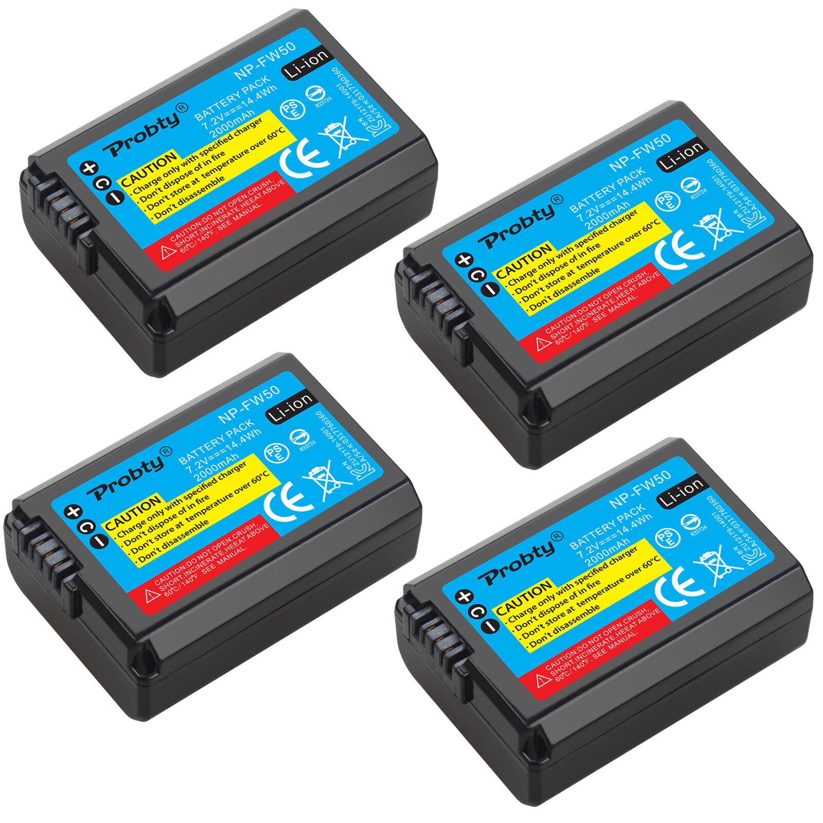 4 Stuks 2000 Mah NP-FW50 Np FW50 Batterij + Led Usb Dual Charger Voor Sony A6000 A6400 A6300 A6500 A7 a7II A7RII A7SII A7S A7S2 A7R: 4 Batteries