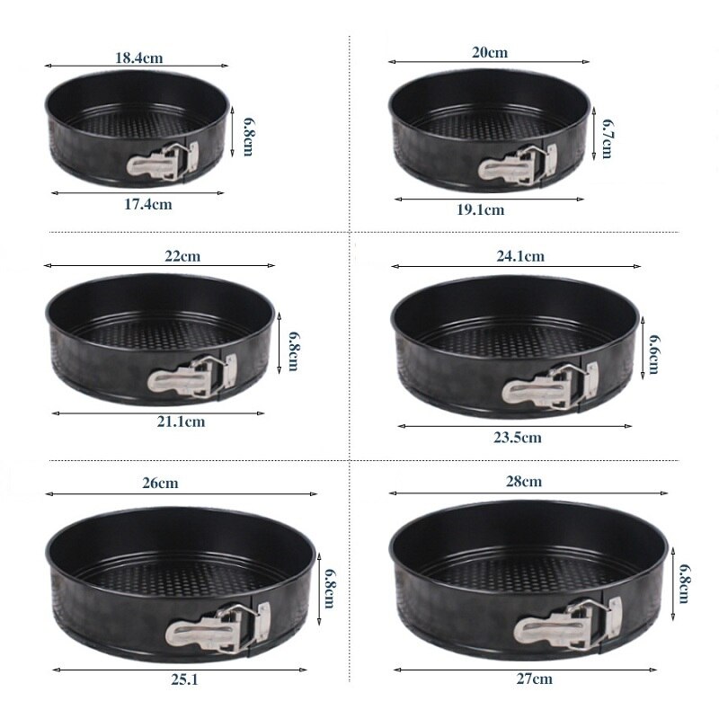 Carbon Steel Non-stick Spring Form Baking Pan Removable Bottom Cake Pan Bakeware Cake Baking Moulds Kitchen Accessories Gadget