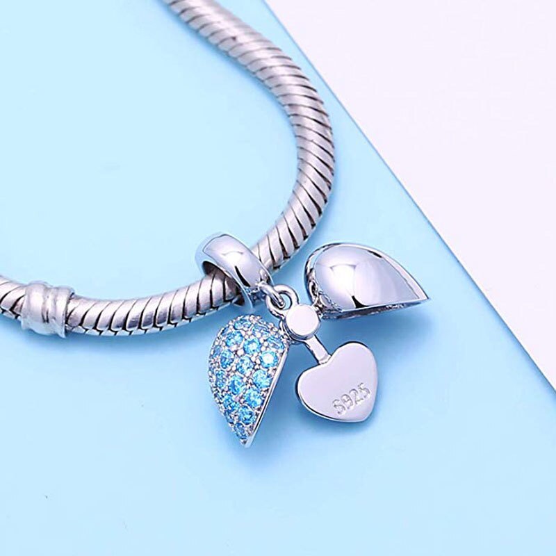 925 Sterling Silver Pendant Heart Beads Fit DIY Charms Silver 925 Original Bracelet Clip Beads For Women Jewelry Making