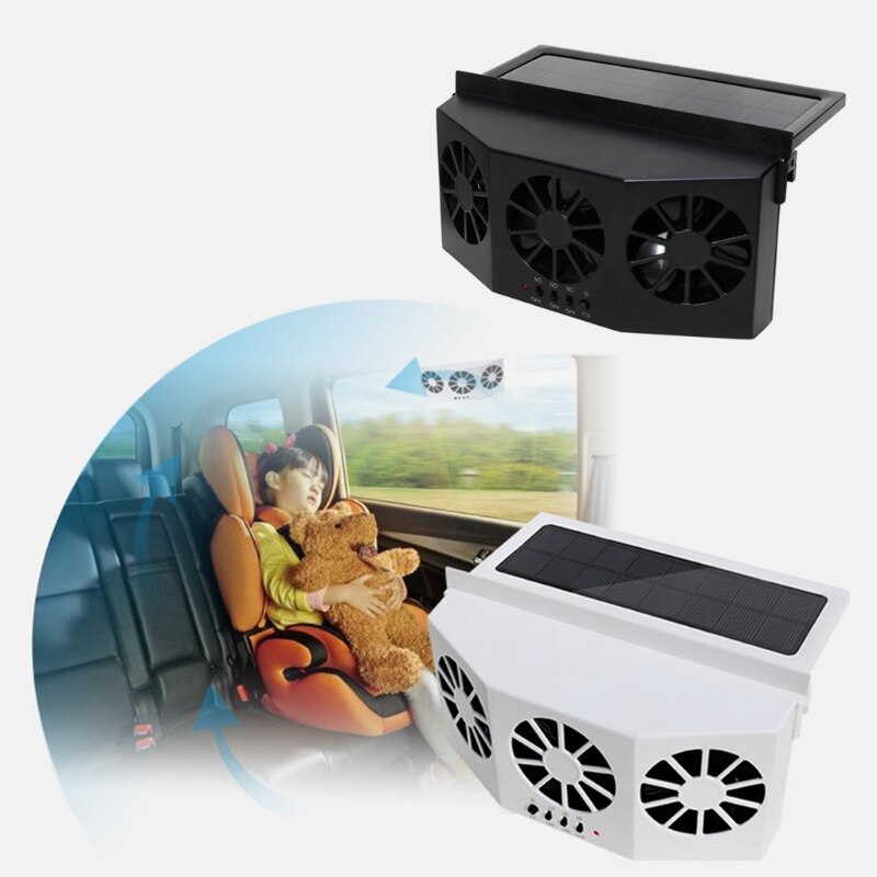 Vehicle Air Circulation Tools Car Ventilation Fan Solar/USB Dual Charging Fan