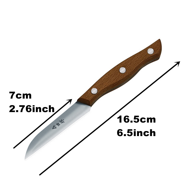 Goldbaking Kitchen Carving Knives 3 PCS Set Chef Sharp Well Food Fruit Platter Beech Wood Handle Paring Main Knife