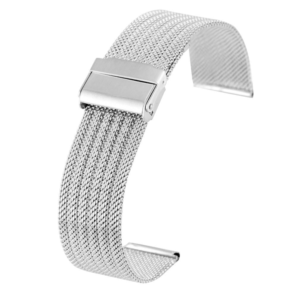 18MM 20MM 22MM 24MM Silver Stainless Steel Mesh Watch Strap with Hook Buckle Premium Replacement Bracelet horloge bandjes: Siliver / 22mm
