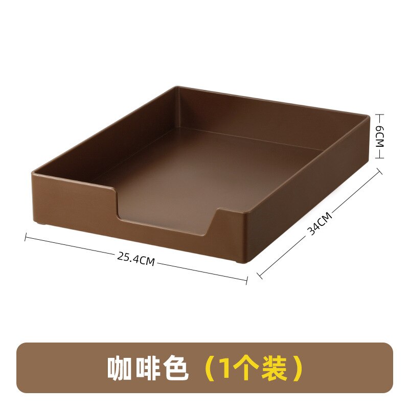 1pcs Desktop File Tray Organizer Document Paper Organizer Rack Plastic Book Shelf Storage Holder Office Stationery Storage Box: Brown-1pcs