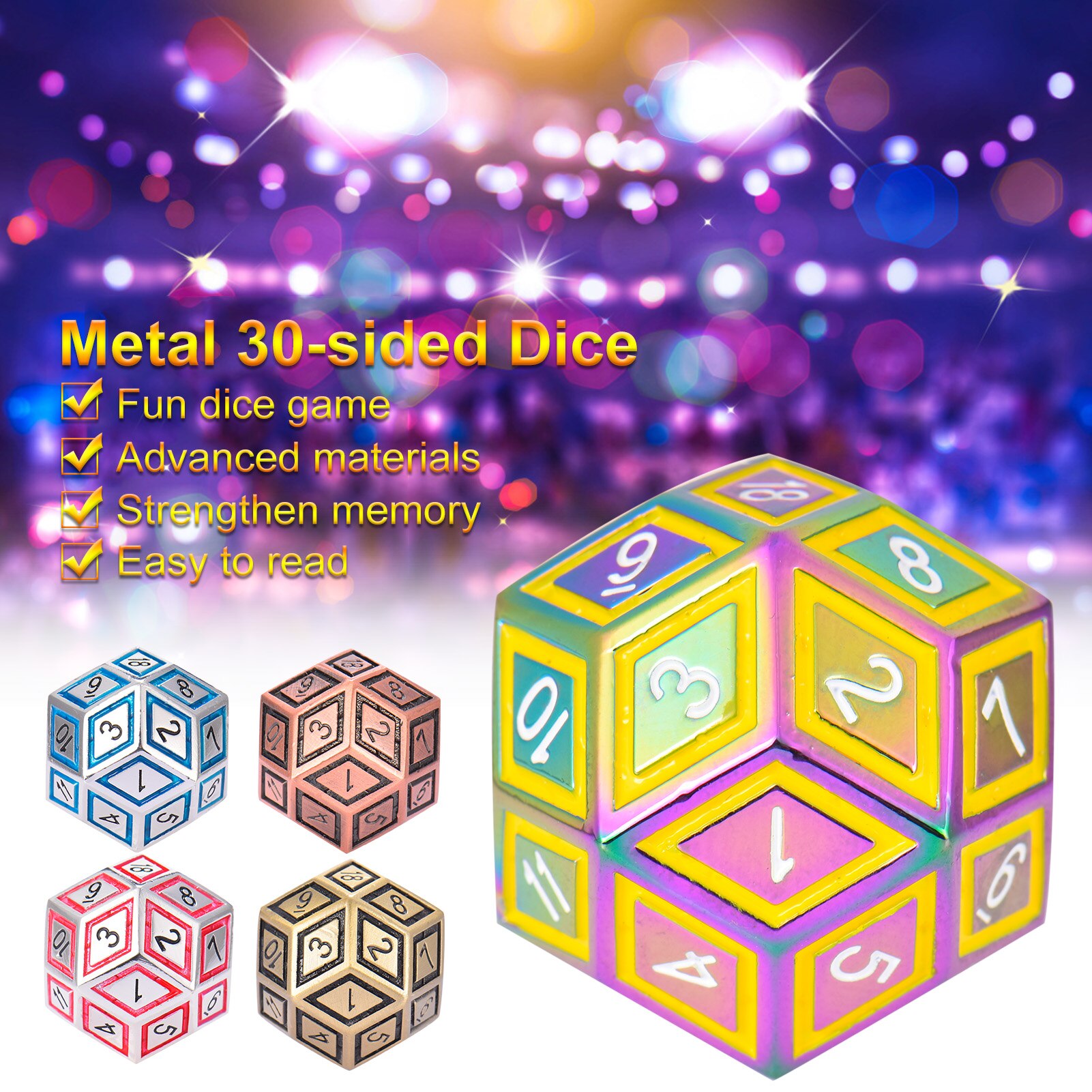 30-Side Metalen Dobbelstenen Tafelblad Spel Spelen Board Games