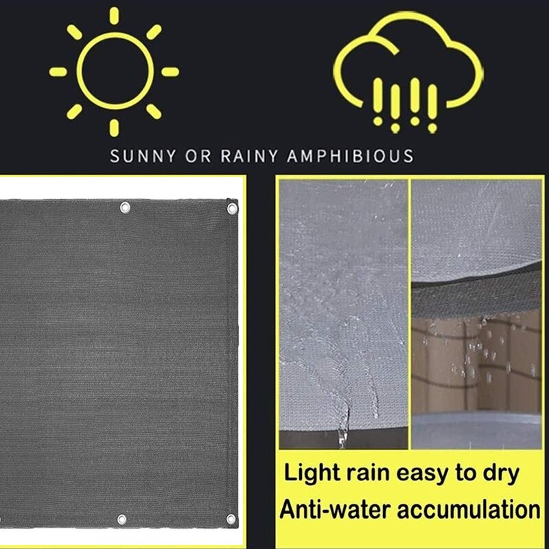 Balcony Safety Net Home Privacy Shade Sail Garden PE Buckle Sunscreen Net Gray Black Color