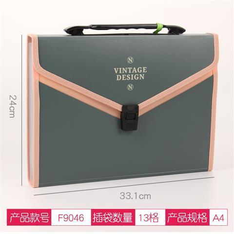 13 Grids Handheld File Folder Organ Box Bag Multi-function Organizer Storage Holder Office Document A4 Paper Folder: Red shrimp