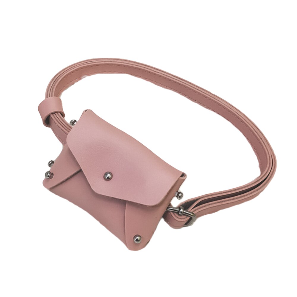 Children's Bag Mini Square Bag Rivet Pouch Kids Girl Cute Waist Packs Korean Shoulder Messenger bag: Pink