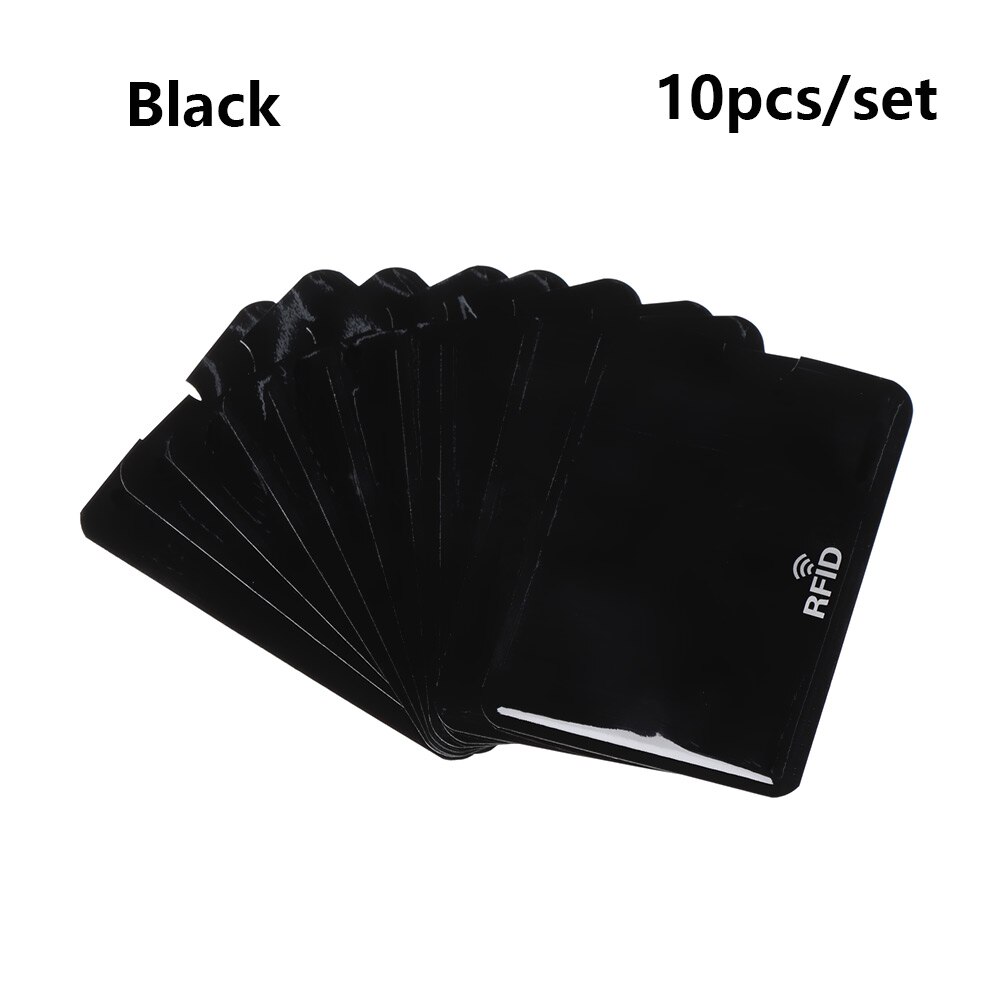 10PCS Unisex Aluminum Foil RFID Bank Card Case Anti-degaussing Card Holder Protection Shielding Bag NFC Anti-Theft Card Holder: Black