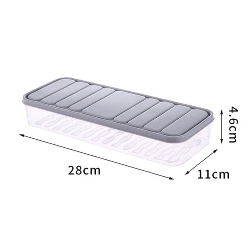 Freezer Food Storage Container Stackable Food Saver Box with Lid Square Plastic Single-layer Sealed Transparent Box: gray 28x11x4.6cm