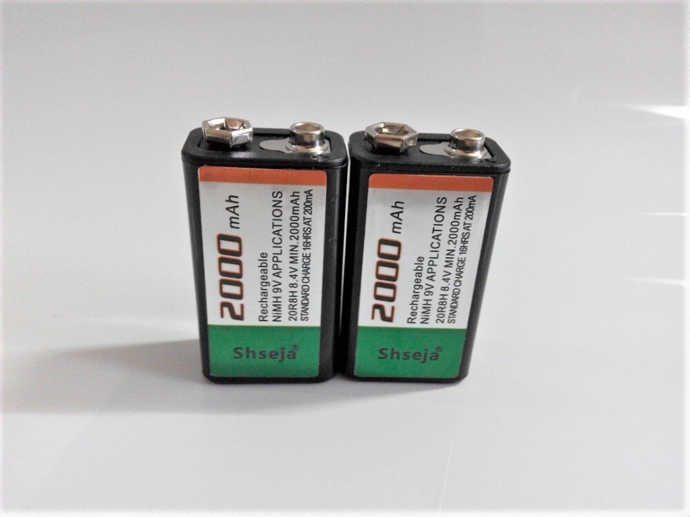Shsee – batterie Rechargeable NI-MH 9V 6F22 2000mAh, chargeur intelligent 9V à courant élevé,: 2PCS battery