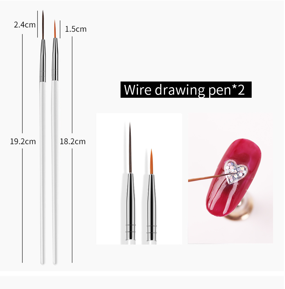 Juego de pinceles de pintura con detalles finos, Gel acrílico UV, dibujo, punteado, manicura, herramientas de artístico, accesorios de maquillaje, pincel de Gel, 15 Uds.