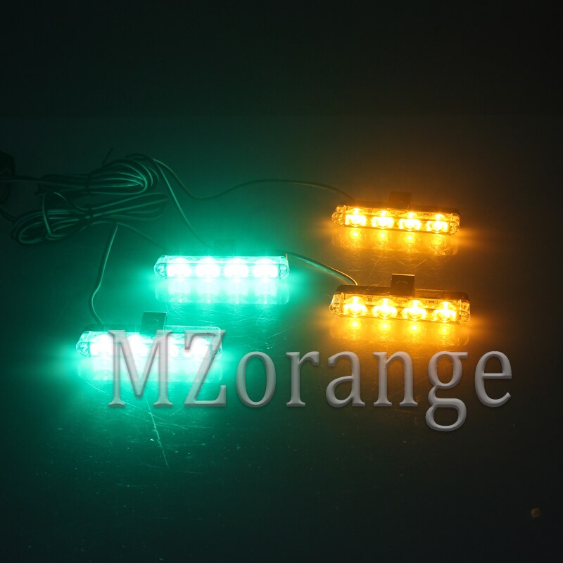4x4 LED cc 12V luz estroboscópica de advertencia luz de policía intermitente luces de bomberos ambulancia blanco amarillo rojo azul CarTruck luz de día: yellow green