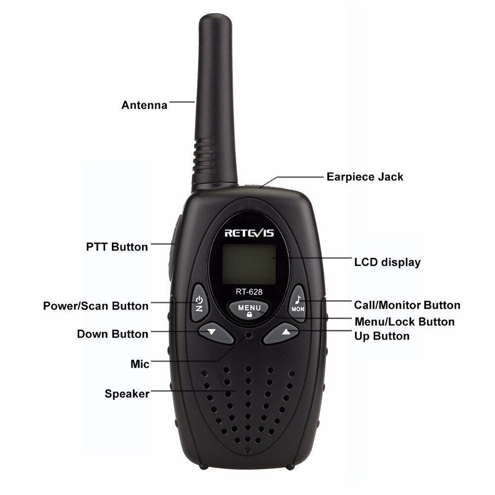 1pc Walkie Talkie Kids Radio Station RETEVIS RT628 0.5W Hf Transceiver Ham Radio UHF Two Way Radio J1026