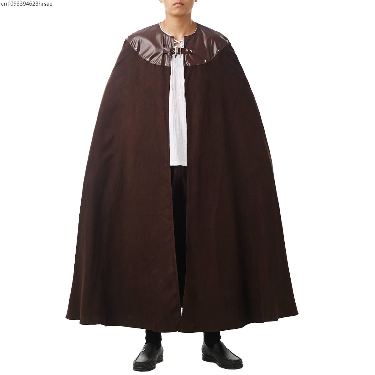 Mantello medievale uomo donna mantello vintage gotico mantello nero medievale cavalieri vichinghi costume halloween cosplay vestiti: Taglia xxl / Marrone