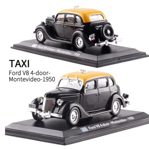 1:43 Scale Metal Alloy Classic FIAT FORD Cab Taxi Car Truck Model Diecast Alloy Car Model Auto Vehicles Toys For Collection: Montevideo 1950