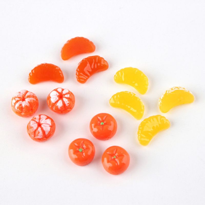 50 Stuks Leuke Mini Oranje Bloemblaadjes Fruit Hars Platte Achterkant Cabochon Miniatuur Diy Charm