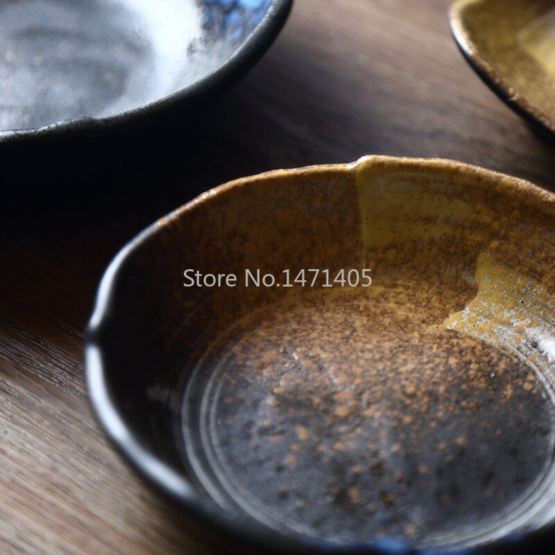 Japanese Tableware Ceramic Snack Plate Appetizer Plate Cold Dish Plate Restaurant Household Small Plate Dish