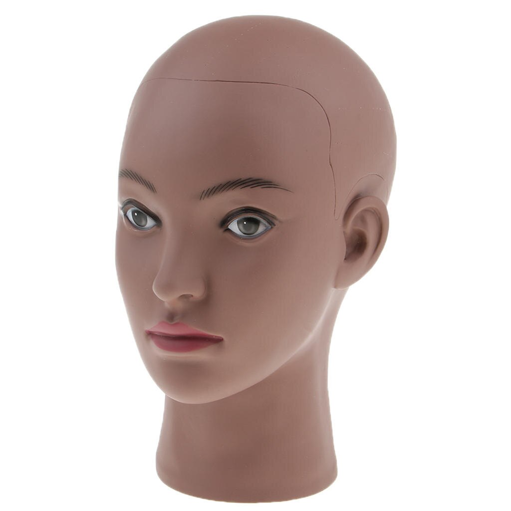 Mannequin Manikin Head - Black Female Bald Training Doll For Wigs Making and Hat Glasses Display