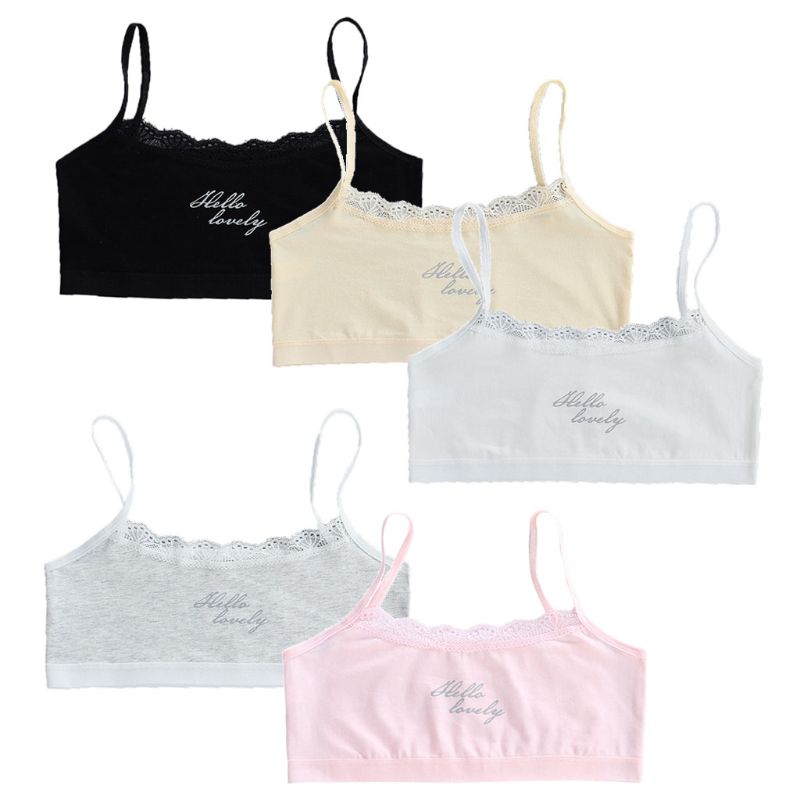 Sujetador de encaje para chicas jóvenes, ropa interior de algodón suave para adolescentes, 7-14 años