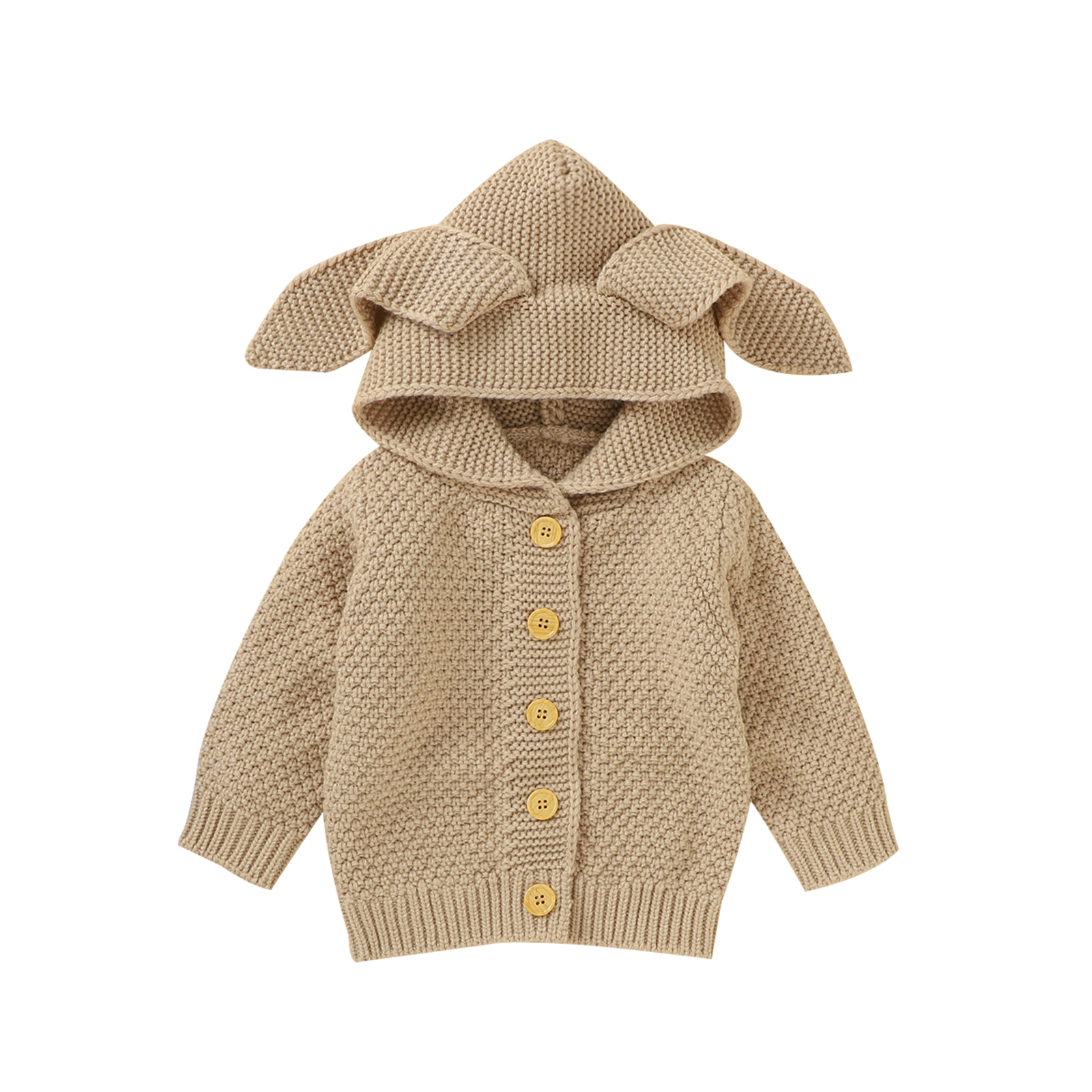 0-24M Baby Baby Winter Fall Gebreide Jassen Jongens Meisjes Lange Mouw Effen Kleur Vest Mode Konijn oor Warm Hooded Tops: B / 18m