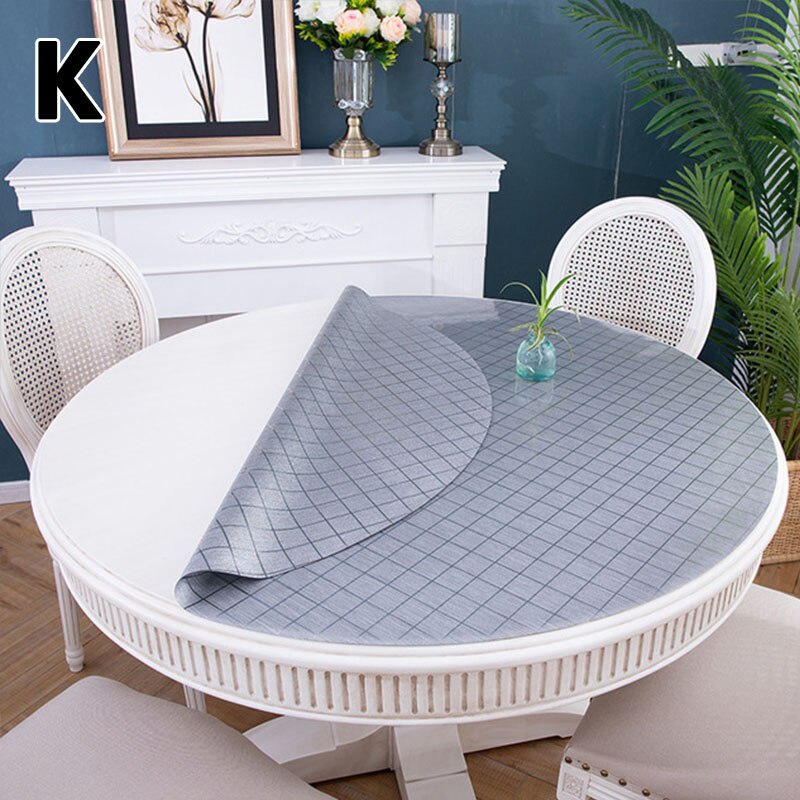 Dia 60cm Round PVC Waterproof Tablecloth Plastic Oilproof Table Cloth Soft No-wash Table Cloth For Home Kitchen Decor: K