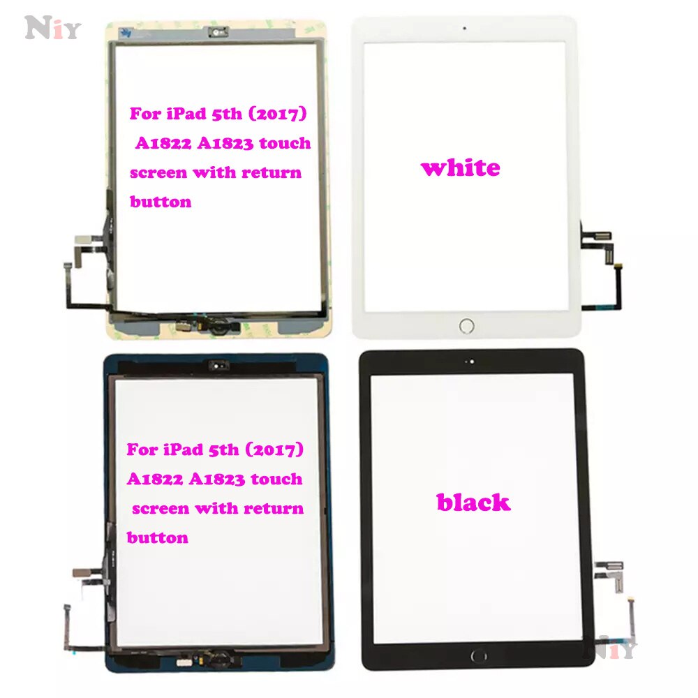 Quinta geração a1822 a1823 display lcd touchscreen digitador início botão para ipad2017 com botão traseiro e um conjunto de ferramentas gratuitas: Black Touch Button