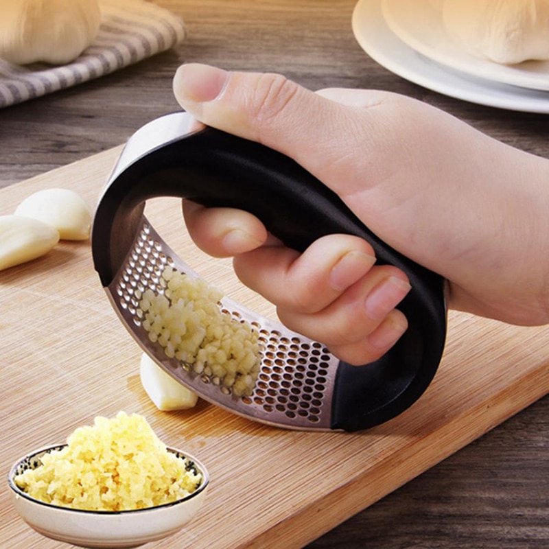 Keuken 2-In-1 Rvs Knoflookpers Gebogen Vlees Losmaken Machine Slijpen Slicer Gadgets Multifunctionele knoflook Chopper