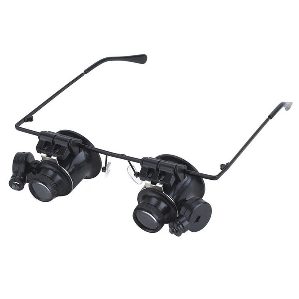 Acehe 20X Bril Type Double Eye Verrekijker Vergrootglas Horloge Reparatie Tool Vergrootglas Met Twee Verstelbare Led Verlichting: T1