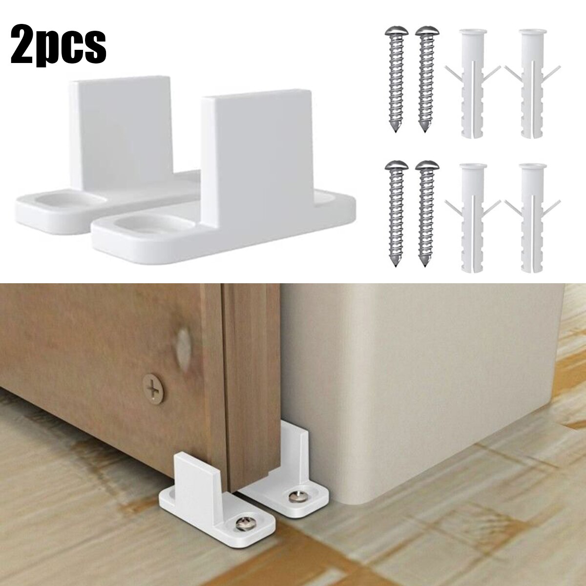 2pcs Plastic Sliding Bottom L-Guide Floor Guide Replacement For Sliding Barn Door Hardware Clip Door Hardware Accessories