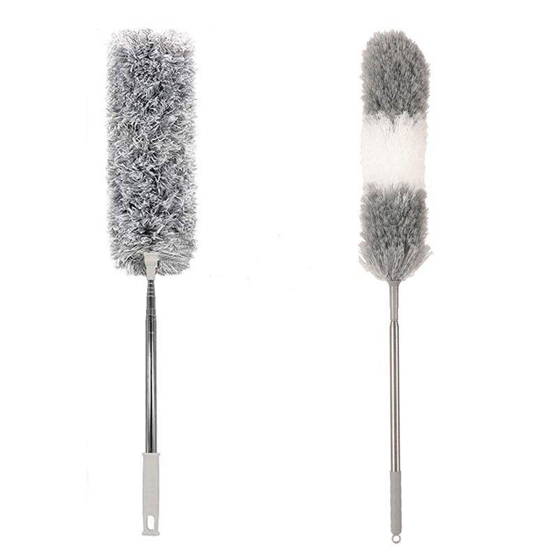 Microfiber Feather Duster with Extendable Pole, 96" Telescoping Cobweb Duster for Cleaning, Bendable Head,Washable Duster: B and C