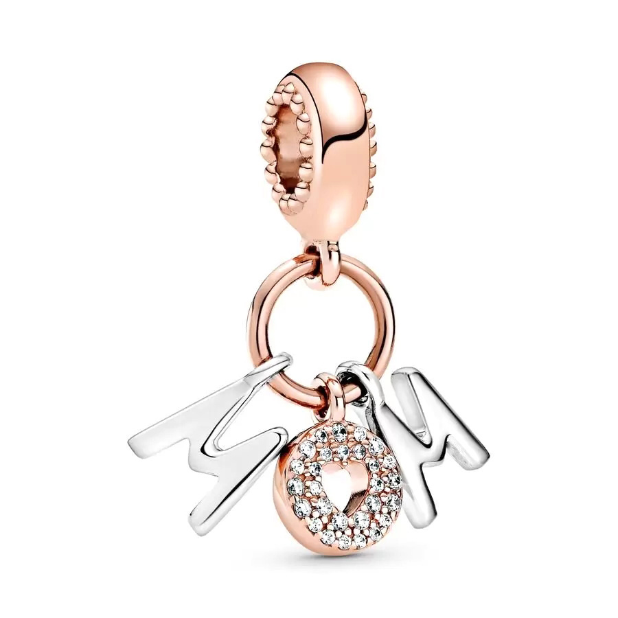 Ciondolo con doppio pendente a forma di cuori intrecciati scintillanti, adatto per bracciale originale europeo in argento sterlina 925, regalo di gioielli da donna pregiati fai da te: Grigio