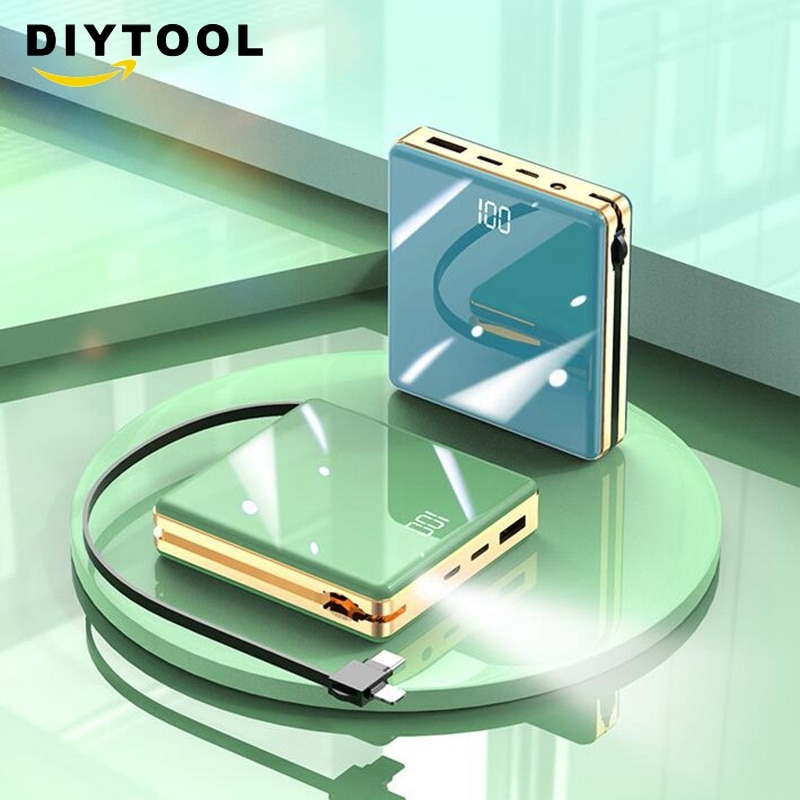 Mini power bank with own cable, compact mirror tru... – Vicedeal