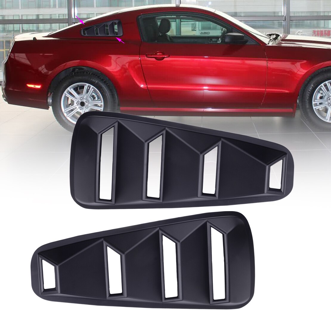 1Pair 1/4 Quarter Side Window Louvers Scoop Cover Vent Car Fit for Ford Mustang 2005-2007