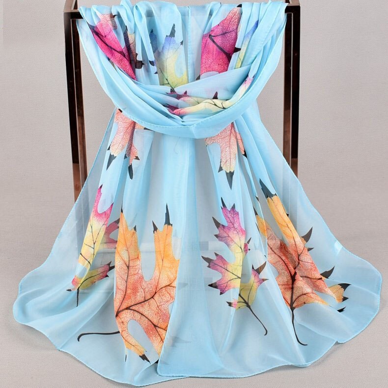 Fal/win esdoornblad chiffon sjaal zijden vierkante hijab coole sjaal dames foulard femme sjaals haar bufanda mujer